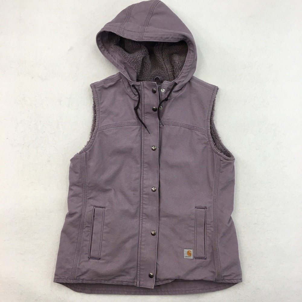 Carhartt Sandstone Berkley Hooded Vest Sherpa‎ Lined Womens Size M 100820 563